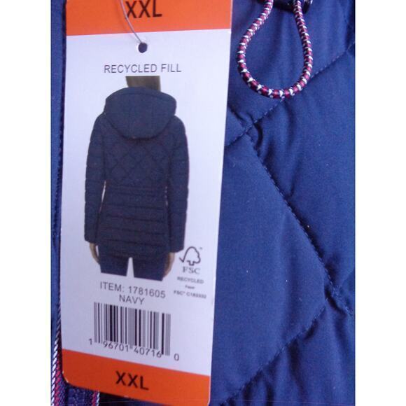 Tommy Hilfiger Quilted Jacket Navy Hooded Midweight Winter Womens Size XXL -14 - Picture 4 of 4